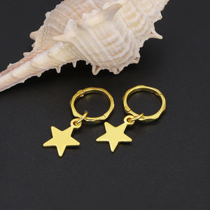 Boucles d'oreilles pendantes géométriques plaquées or 24 carats JXX Fashion, boucles d'oreilles pendantes religieuses en cuivre pour femmes, principalement en laiton, uniques - Product Image 2