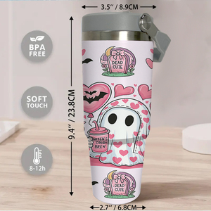 Vaso Térmico de 30oz con Diseño de Murciélago Fantasma, Taza de Viaje de Acero Inoxidable Aislada, Botella de Agua Portátil y Resistente para Amantes del Estilo Gótico - Product Image 3