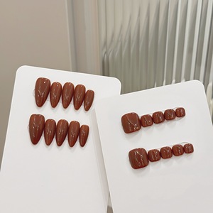 <span class=keywords><strong>Uñas</strong></span> Postizas Acrílicas Hechas a Mano, Color Mixto, Punta Sólida, Forma Almendrada, Reutilizables, 10 Piezas, Diseño de Empaque Personalizado, Logotipo Personalizado - Product Image 1