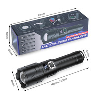 Linterna para exteriores, 1300 lúmenes, 500m, distancia de haz, linterna con zoom con pantalla de batería recargable