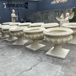 15年艺术雕塑厂定制GRC园艺壶铸石传统花盆和骨灰盒