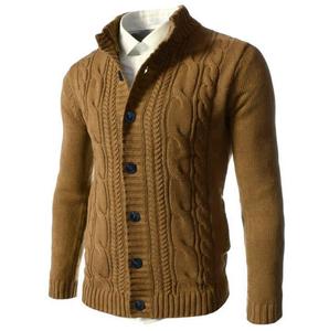 Winter Men's Nylon/Acrylic <strong>Cardigan</strong> <strong>Sweater</strong> with Single Button Closure Custom Logo in Stock - Product Image 4