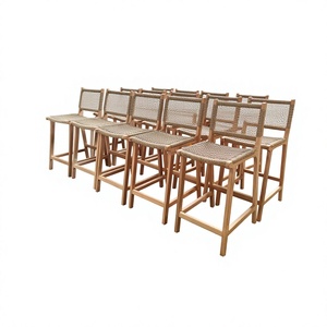 Modern Wooden Rattan Backless <b>Bar</b> <b>Stools</b> For Dining Room Furniture Stable Design Home Use Indonesian Furniture Home Furniture - Product Image 1