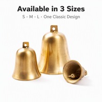 Ensemble de 3 cloches en laiton antique, tailles graduées, pour église, école, cérémonie, service de dîner, à suspendre, en laiton massif, son profond, décoration intérieure