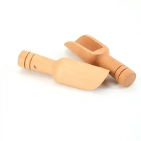 Mini cuillère en bois longue naturelle artisanale pour sels de bain petite cuillère en bambou et noix de coco