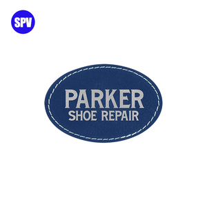 <span class=keywords><strong>3</strong></span> بوصة × 2 بوصة بيضاوي جلد أسود فراغات قبعة رقعة ليزر محفورة مع لون لاصق ليزر ميتاليكس فضي - Product Image 6