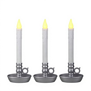 Bougies <span class=keywords><strong>LED</strong></span> coniques sans flamme en plastique blanc, à piles, pour fenêtre, pour Noël et les fêtes - Product Image 3