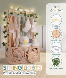 Panier de rangement en bois pour bébé, panier de douche pour bébé, panier de douche avec poignée, panier de bienvenue pour nouveau-né, garçons et filles, panier de rangement - Product Image 3