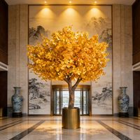 Arbre de Ginkgo artificiel sur mesure, grand modèle de 270 cm, très réaliste, pour la décoration d'intérieur, tronc en bois véritable