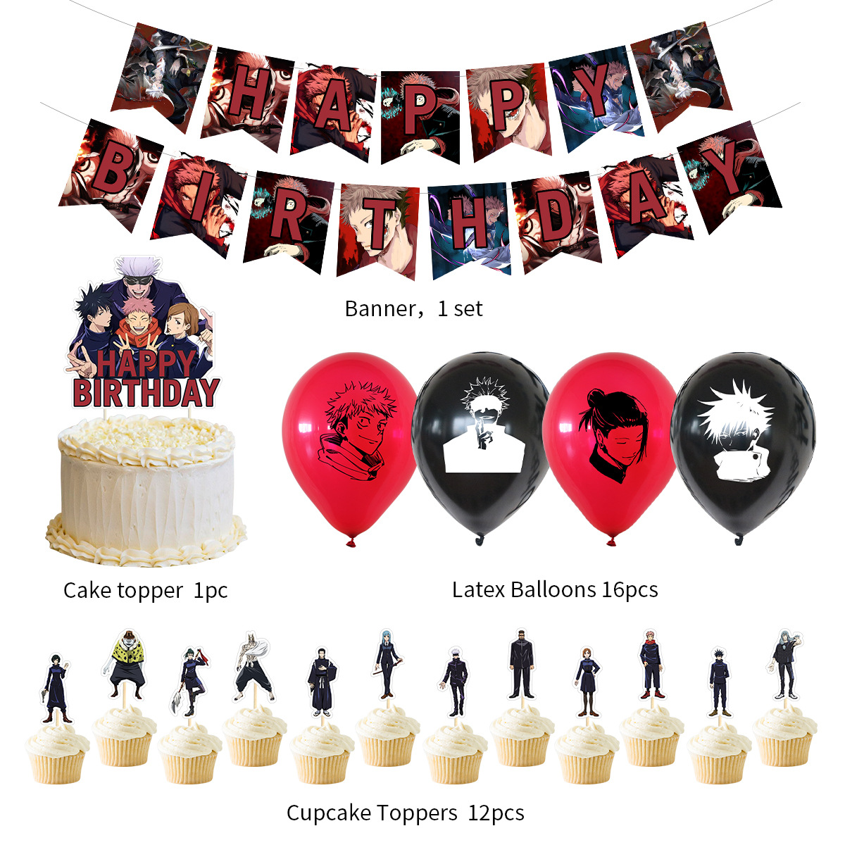 Set 107 Pezzi Per Festa Compleanno Bambini Blu – Striscione, Tovaglia, Decorazioni Torta, Palloncini, Tatuaggi, Adesivi, Tema Popolare