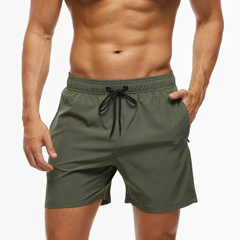 Custom Logo Sports Board Shorts Wholesale Men's Swim Trunks Quick Dry Beach Shorts with Zipper Pockets Mesh Lining Beach Shorts
