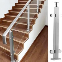CBMmart Villa - Garde-corps moderne d'extérieur en acier inoxydable avec verre trempé feuilleté pour véranda, porche et escalier, avec poteaux métalliques