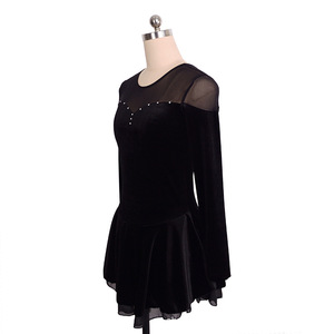 FN636 <span class=keywords><strong>vino</strong></span> <span class=keywords><strong>rosso</strong></span> tessuto coreano tessuto da donna pattinaggio artistico Costume manica lunga abito da pattinaggio per le prestazioni di ginnastica - Product Image 3