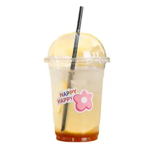 400ml copo de café plástico com Hello Kitty adesivo logotipo mini plástico sobremesa copos plástico takeout copos