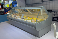 Comptoir de service réfrigéré pour supermarché avec refroidissement par air pour la présentation de viande fraîche -1 à 5, verre anti-buée, contrôle numérique
