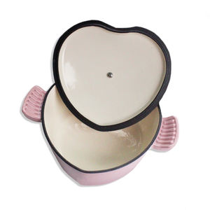 Articles ménagers brillants <span class=keywords><strong>en</strong></span> forme de coeur rose ustensiles de cuisine personnalisés émail <span class=keywords><strong>fonte</strong></span> antiadhésive pots <span class=keywords><strong>en</strong></span> émail casserole pour la cuisine - Product Image 6