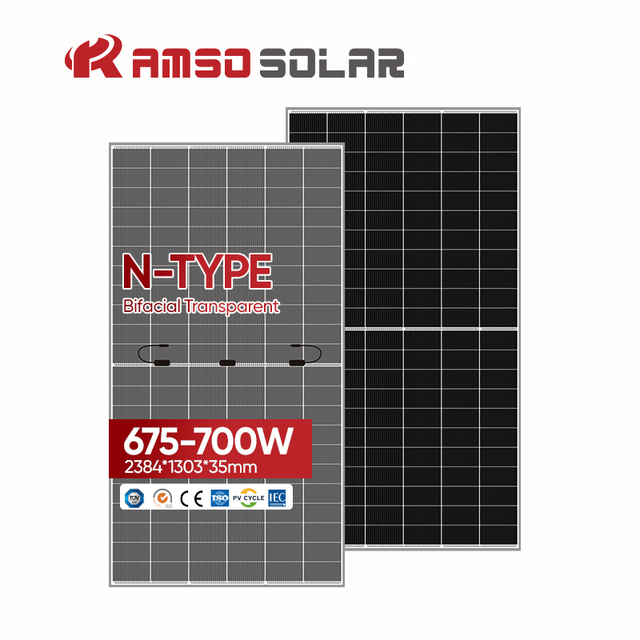 Amso Topcon Solar Panels Vertex N Type 675W 680W 690W 695W 700W 710W Bifacial Solarpanel PV Module Photovoltaic