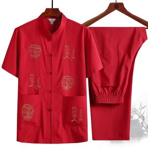 <span class=keywords><strong>Costume</strong></span> Tang (haut + pantalon) pour hommes d'âge moyen et âgés, style chinois, broderie, <span class=keywords><strong>costume</strong></span> Tang, grand-père, vêtements amples - Product Image 3