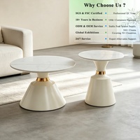 Nouvel Arrivage OKAY Hospitality Project : Ensemble de Tables Basses Modernes de Grade Commercial pour Café, en Métal de Luxe et Pierre Frittée Ronde