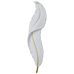 Modern Luxury White Gold Feather Design Indoor Hotel Led Wall Lamps Led Feather Wall Light Living Room Decorative Wall scones