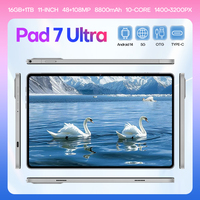 Tablet Pad 7 Ultra para Pedidos al por Mayor, 11 Pulgadas, 16GB, 1TB, 108MP, Batería de 8000mAh de Larga Duración, 5G, Venta al por Mayor, CE, Personalizado, Sudamérica, OEM, para Estudiantes y Dibujo