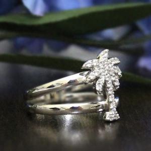 yunnique Coconut Tree Zircon <b>Ring</b> White Gold Pave Setting <b>Split</b> <b>Ring</b> For Women Everyday Wear Jewelry - Product Image 2