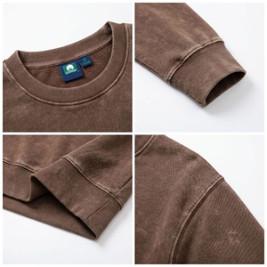 เสื้อสเวตเชิ้ตคอกลมผ้าฝ้าย 350 กรัม ทรงวินเทจ ลุคหลวม ไหล่ตก สีพื้น สำหรับวัยรุ่น - Product Image 1