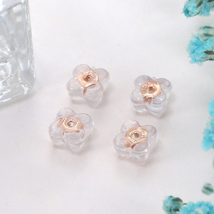 Boucles d'oreilles clous en silicone en forme de fleur, plaqué or rose, transparentes, antidérapantes, accessoires DIY pour boucles d'oreilles - Product Image 1