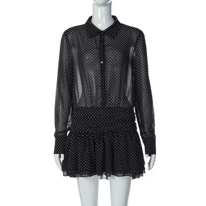 Nuevo Vestido Casual de Verano para Mujer, Cuello Polo, Sexy, con Estampado de Puntos Ondulados, Costuras de Gasa, Vestido Laminado con Diseño de Capullo - Product Image 6
