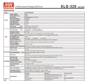 MEAN WELL XLG-320-V-A 312W 12V 18A 24V 13A 3IN1 ไดร์เวอร์ LED กำลังไฟคงที่แบบหรี่แสงได้ AC100‑305Vac IP67 กันน้ำ - Product Image 4