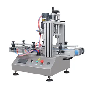 Desktop Pneumatic Screw Semi Auto Can Jar Capping Machine / Factory Price Continuous Bottle Capping Sealing Machine