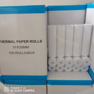 Rouleau de papier thermique pratique 57*30MM pour les petites machines populaires en Indonésie et aux Philippines utilisées pour les machines POS - Product Image 5