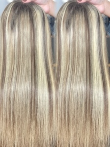 2024 nuevo diseño Mono encaje pelo Topper Balayage seda superior pelo Topper sedoso recto cabello humano Topper para mujeres - Product Image 3