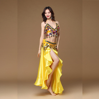 Nouveau Costume de danse du ventre adulte jupe de danse orientale scène Performance 3 pièces ensemble soutien-gorge ceinture jupe vêtements de danse du ventre