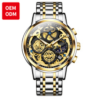 Montre automatique transparente OEM 9947 en alliage, fausse montre mécanique squelette pour hommes, personnalisable avec logo