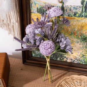 Ramo de Peonías y Gerberas Artificiales Bechtel, Color Morado, Tela Plástica Tejida, Decoración para el Hogar, Accesorios para Bodas CF01354 - Product Image 1