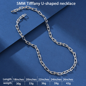 Collana a ferro di cavallo in argento puro 925 italiano, design neutro, versatile e adatta per coppie, catena universale a forma di U - Product Image 6
