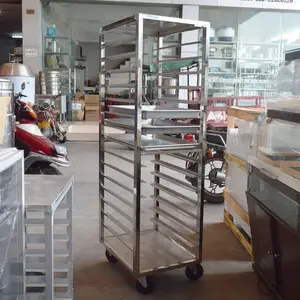 Food grade custom any size 304/316 stainless steel bread baking tray trolley for commercial bakery ovens