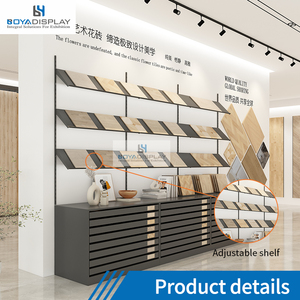 Expositor de Muestras de Madera y Metal con Estantes Ajustables y Cajones, Multi-Rejilla para Muestras de Pisos de Madera - Product Image 4