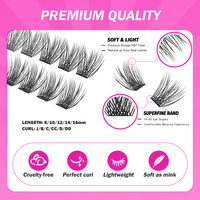 Prix d'usine, vente en gros : Kits de cils DIY à auto-greffage, courbure C, bande fine, pour cils en grappe personnalisés effet yeux de chat, segments pré-coupés