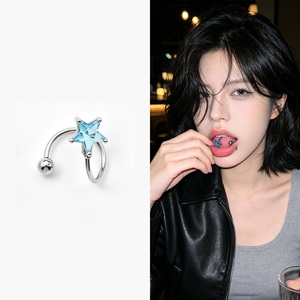 Pendientes de Joyería Fina Antideslustre, Tipo Stud, Diseño de Estrella Espiral, Inspirado en Diseñadores, <span class=keywords><strong>Piercing</strong></span> para Labio y <span class=keywords><strong>Frenillo</strong></span> Lingual - Product Image 3