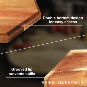 Acacia Wood Octagonal <b>Tray</b> For Coffee <b>Tea</b> Dessert Serving Home Use Natural Color PS0812 - Product Image 2