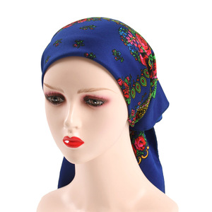 Pañuelo Floral Ruso de Lujo Pañuelo Pequeño con Flores Chal Étnico Hijab para Mujer Bufanda de Acrílico Estampada de 70 cm Cinta para la Cabeza tipo Bandana - Product Image 4