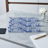 Tuiles de Mahjong Américaines Transparentes en Porcelaine Bleue et Blanche à Motifs Artistiques, avec Règle Pratique en PVC pour Jeu de Société à Domicile