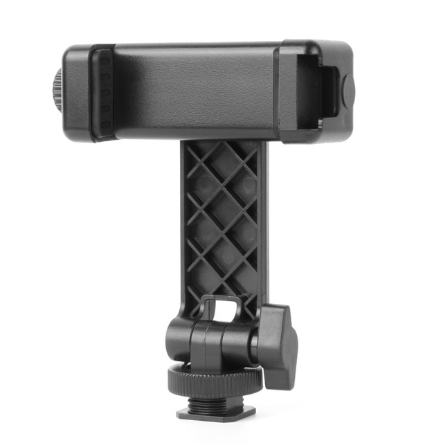 Universal Home Use Smartphone Tripod Mount Adapter With Cold Shoe 360 Rotatable Adjustable Height Abs Clip For Mobile Phone