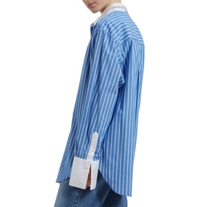 Moda personalizada <span class=keywords><strong>de</strong></span> alta calidad largo cuello vuelto manga larga espalda abierta Camisa <span class=keywords><strong>de</strong></span> popelina <span class=keywords><strong>camisas</strong></span> y blusas <span class=keywords><strong>de</strong></span> mujer - Product Image 4