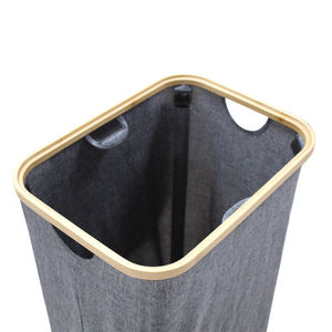 Cestas redondas plegables para ropa, cestas de lavandería personalizadas, marco de almacenamiento de bambú de madera, cestas de lavandería plegables - Product Image 3