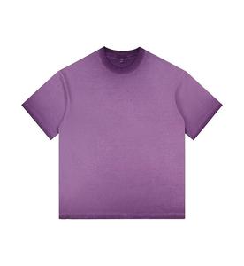 350G Cambio gradual Cuello redondo Hombres Suelta Casual Vintage Wash Camiseta Moda Simple Bottoming Shirt - Product Image 5