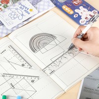 Ensemble de règles géométriques en plastique transparent de 20 cm, kit d'outils de dessin mathématique pour étudiants, 4 pièces, outils de mesure pour l'école et le bureau