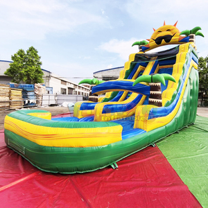 Tobogán acuático inflable tropical para niños, castillo inflable comercial para exteriores, con tobogán acuático. - Product Image 1